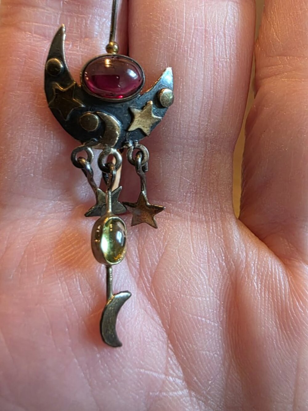 Garnet and Peridot Vintage Earrings - Picture 2 of 5